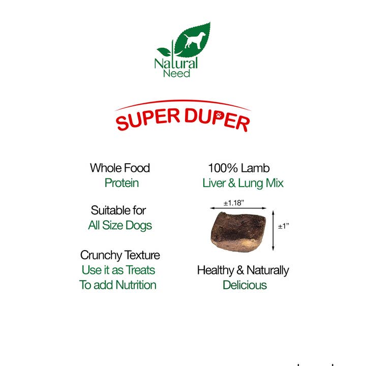 Natural Need - Wholesale Pet treats – Dog - Super Duper - All Natural, Grass-Fed Lamb Liver & Lung Mix2