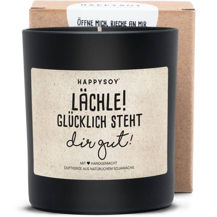 Scented candle | Smile! Happy looks good on you! for wholesale by Happysoy