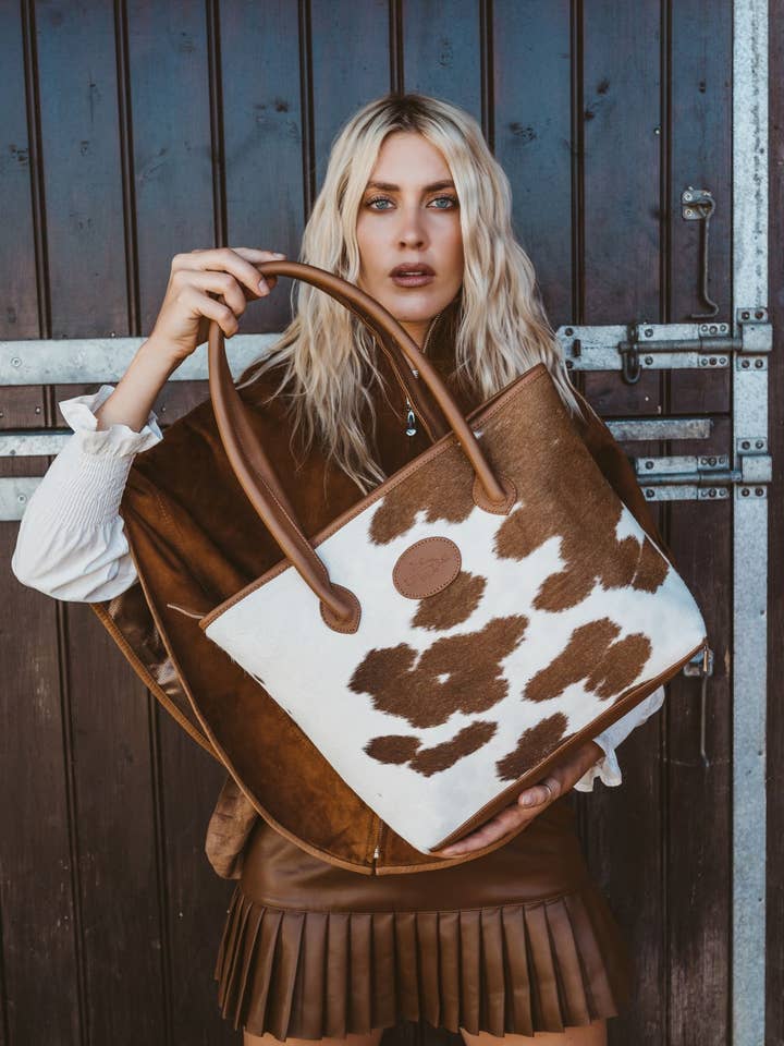 The Upton Cowhide Leather Tote Bag for wholesale by Bethany Rae