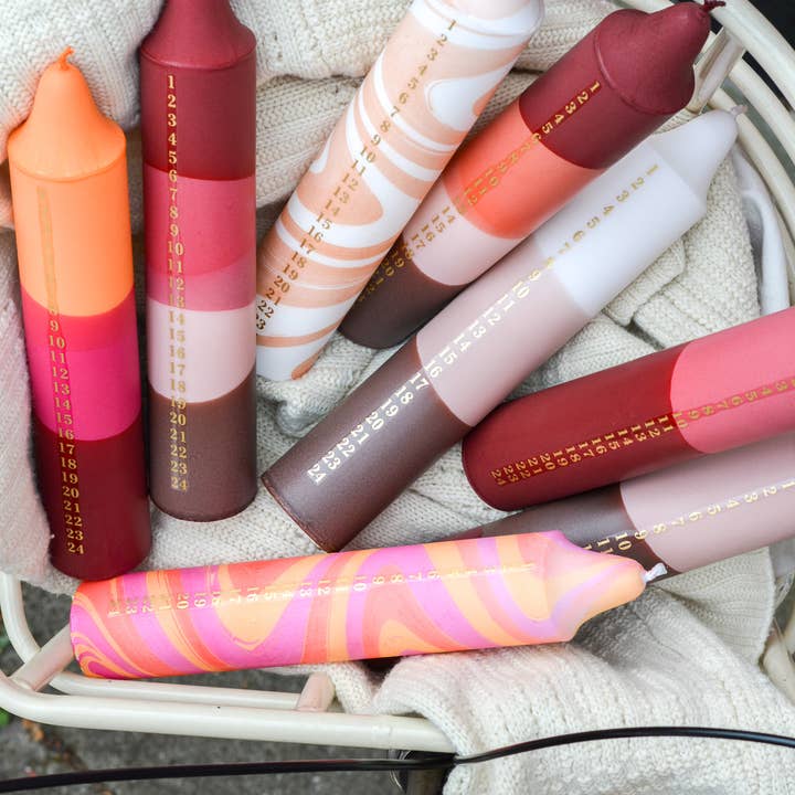 Nordtrice - Wholesale Tapered Candle/Candlestick - Advent Candle, Christmas Calendar, White/Beige/Brown1