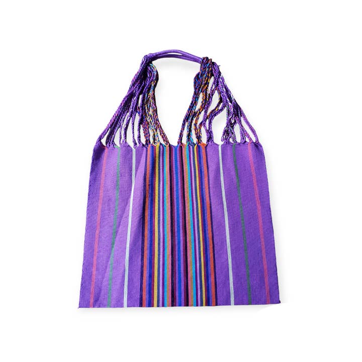 The Little Pueblo - Vente Tote bag – femme - Sac fourre-tout tissé à rayures mexicaines, hamac de Chiapas, fait main pour femme