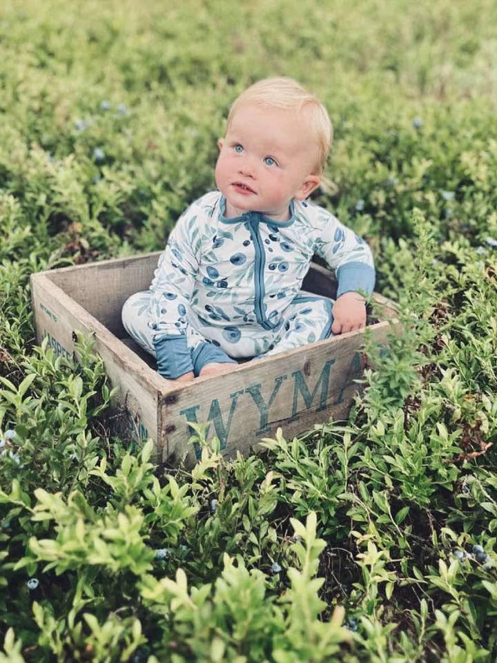 ⚓ Jaycob- Maine Wild Blueberry Zippy Romper for wholesale by Bailey Baby Co.