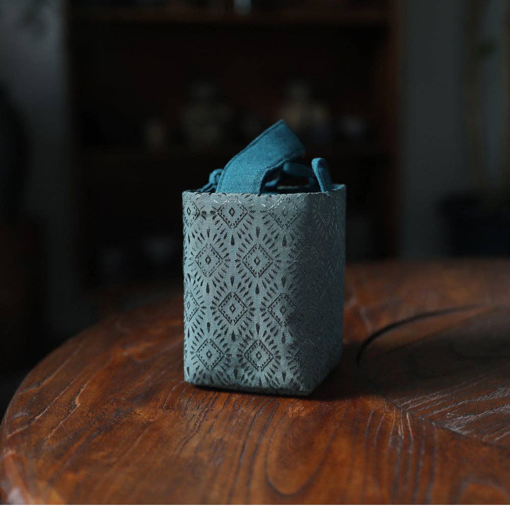 Gohobi （We cover U.S. import duties） – wholesale Förvaringspåse – Gohobi Grön Vävd Brokad Tekärlsförvaring Resväska Shifuku8