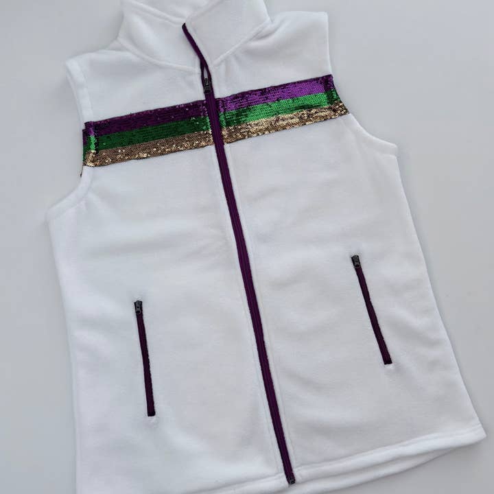 Chaleco Polar de Mardi Gras - Blanco para venta al por mayor de Bayou Blanks