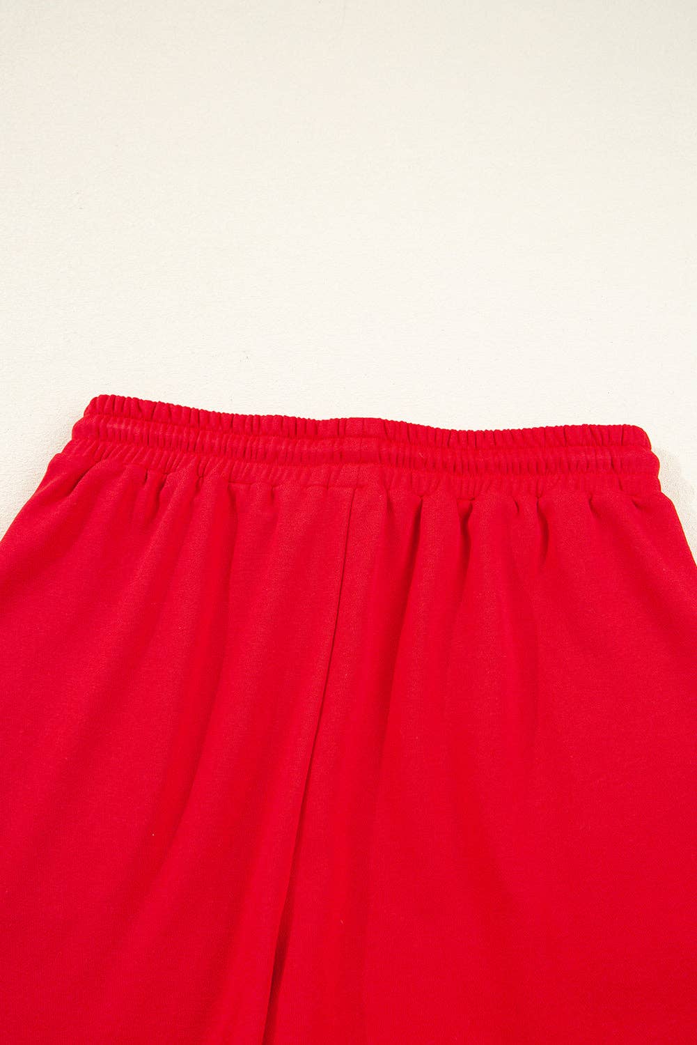 Fiery Red Varsity Striped Sleeve Drop Shoulder Sweatshirt and Short Set for wholesale on Faire11