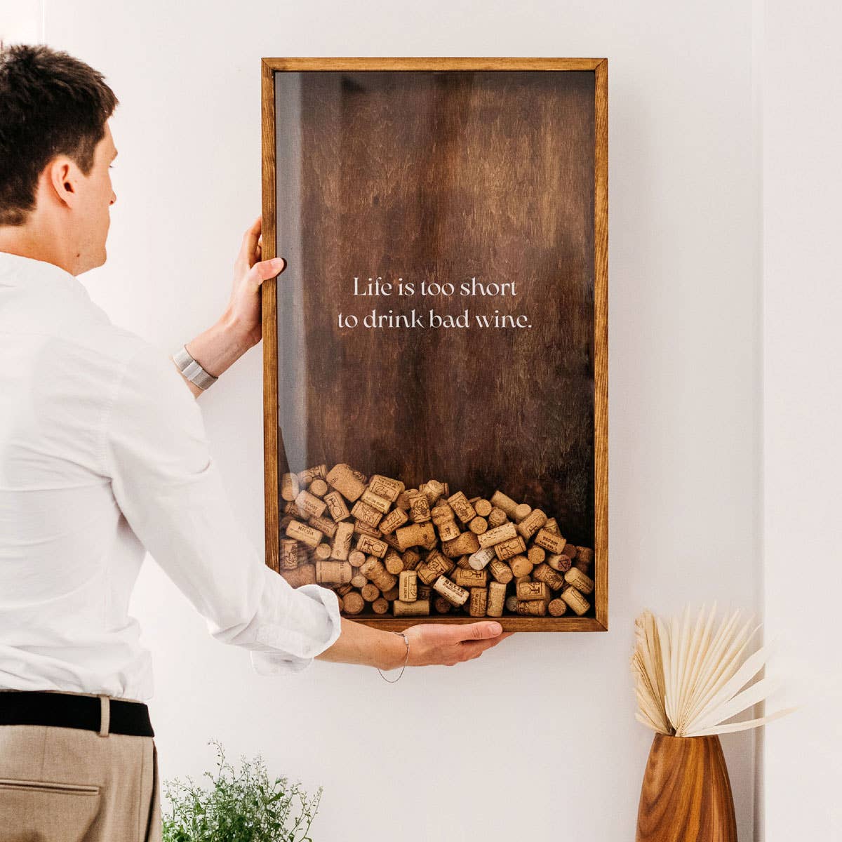 The Corkbox Company - Wholesale Wall Accent - Wine Art, Wine Cork Collector „Life Is Too Short”, Wine Gift9