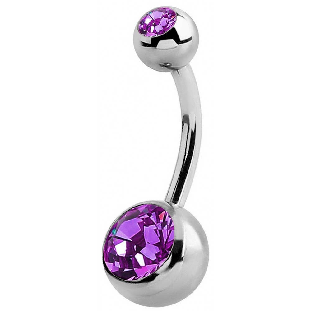 Bodytrend - Wholesale Belly Ring - Double Jeweled Bananabell Belly Ring, Surgical Steel 316L13