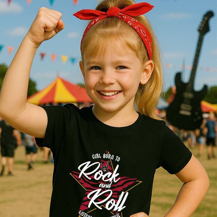 T-shirt enfant "Rock Star" Noir pour la vente par Poulettes Sisters