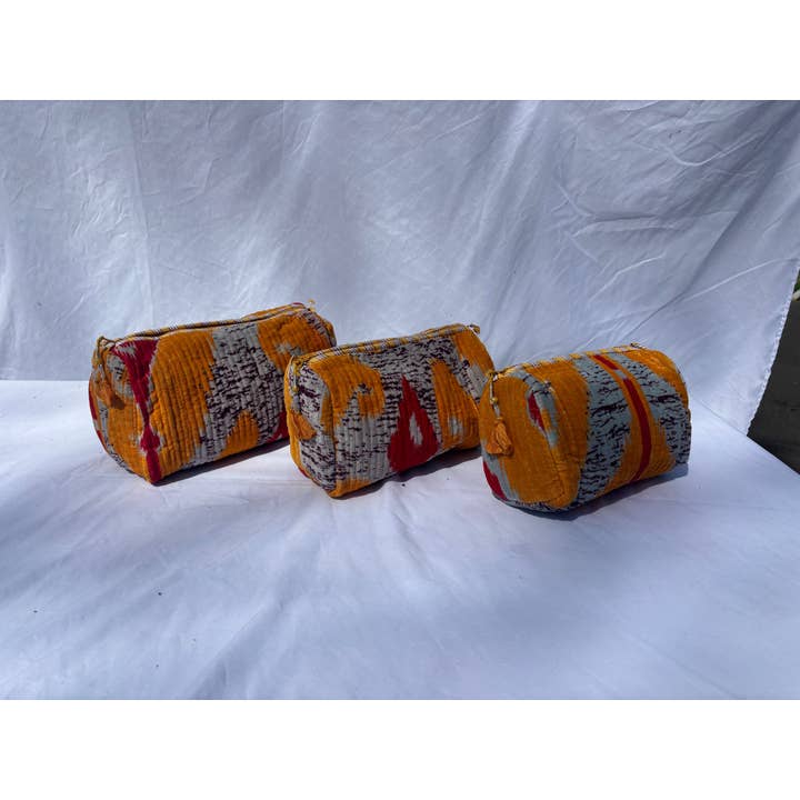 Tibet Handicrafts LLC - Wholesale Travel Set - Orange Vibes Velvet 3 Piece Travel Set1