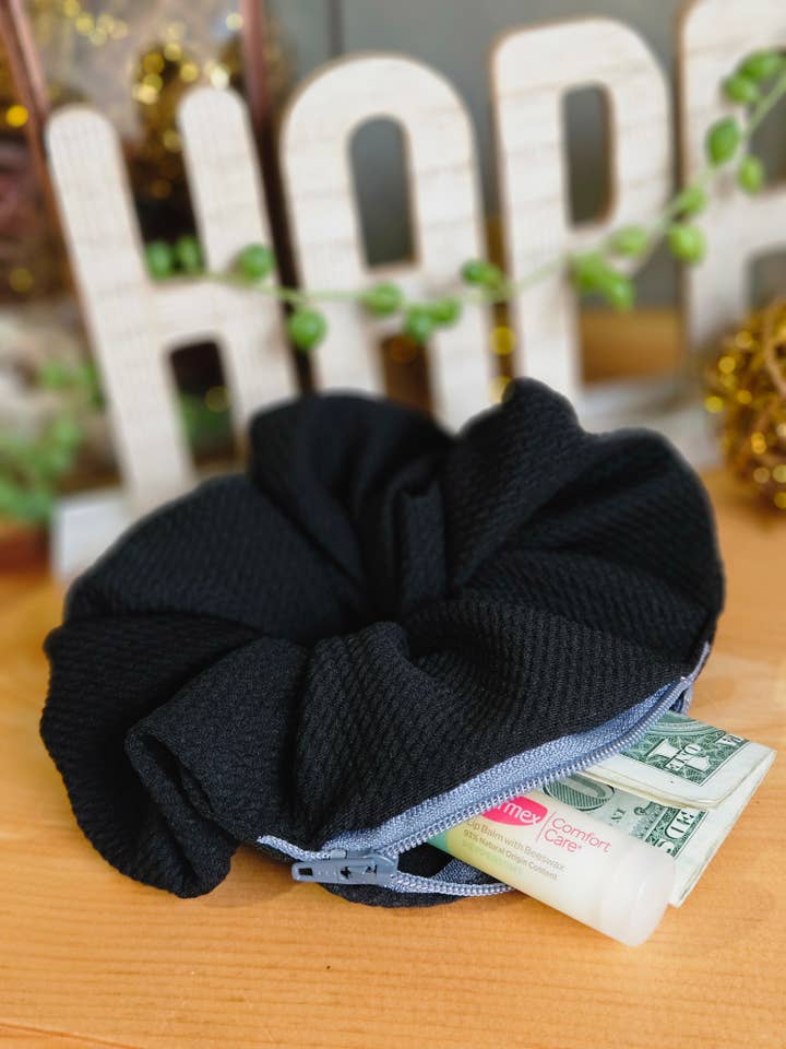 Zipper Scrunchie -The "Stash"-ie for wholesale by 3 Spoiled Sisters