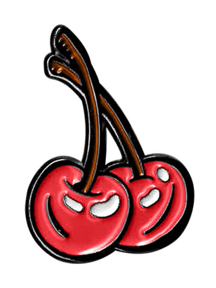 Cherries Enamel Pin 1.25" for wholesale by Sunshine Joy