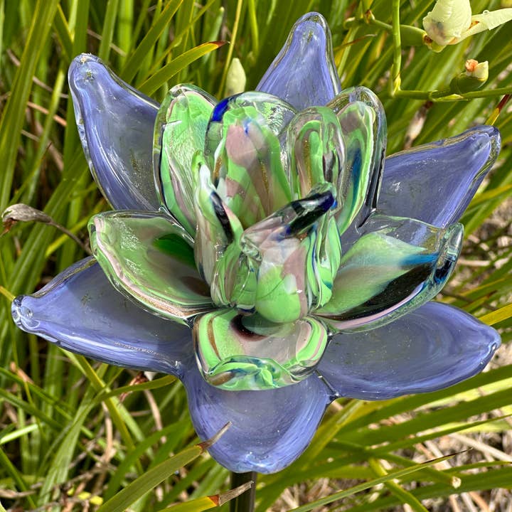 ApricotMint - Wholesale Garden/Lawn Stake - Art Glass Flower Stake Assorted, 6 colors in set of 2