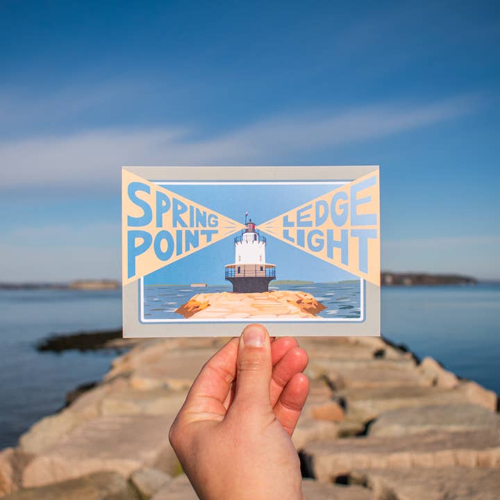 Phare de Spring Point Portland Maine Carte Postale 10x15 cm pour la vente par Abby Clark Creative