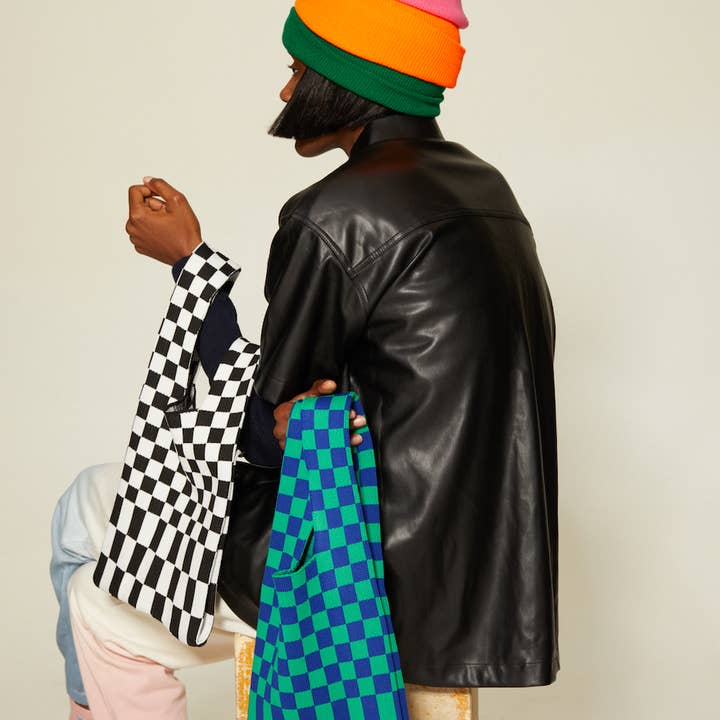 Rainbow Unicorn Birthday Surprise - Wholesale Tote Bag - Women's - Patti Checkered Tote Bag – Reusable Retro Shopping Bag 5