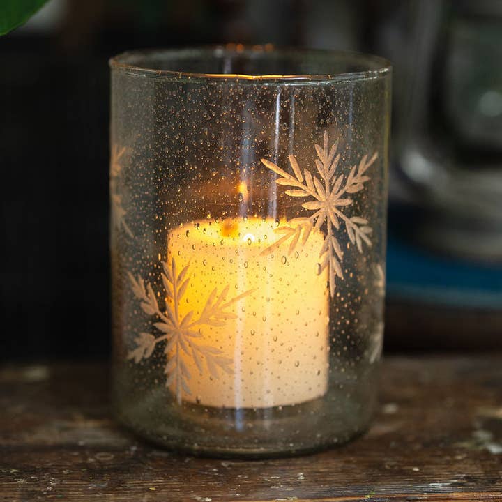 Ivy, Portavelas de Vidrio Grabado con Copo de Nieve para venta al por mayor de Arthur Cameron