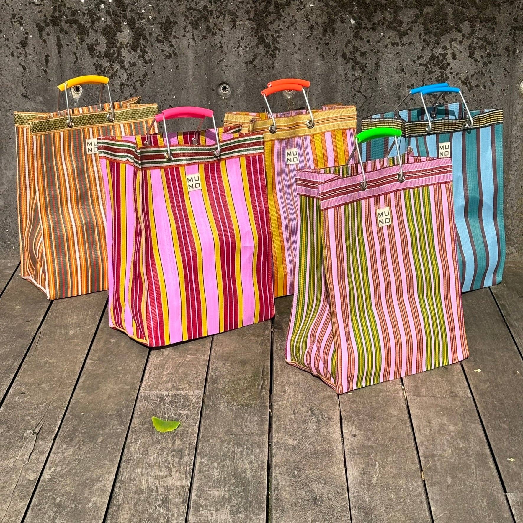 Muno - Wholesale Grocery/Shopping Bag - Recycled Nylon Striped Shopper –Lime Zest4