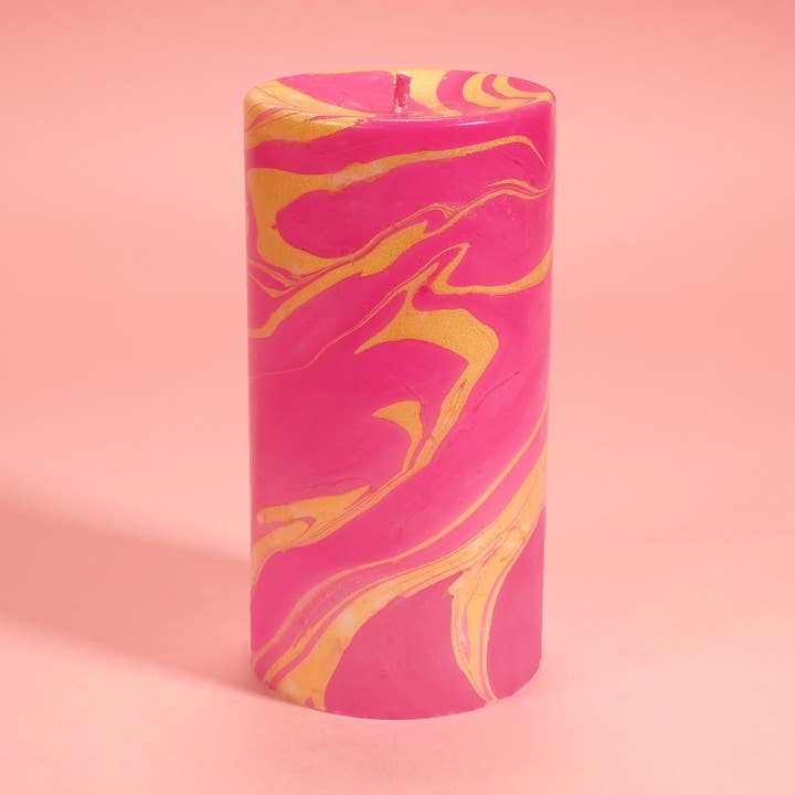 Pink Matcha Latte marmoreret søjlelys for engroshandel hos Flamingo Candles