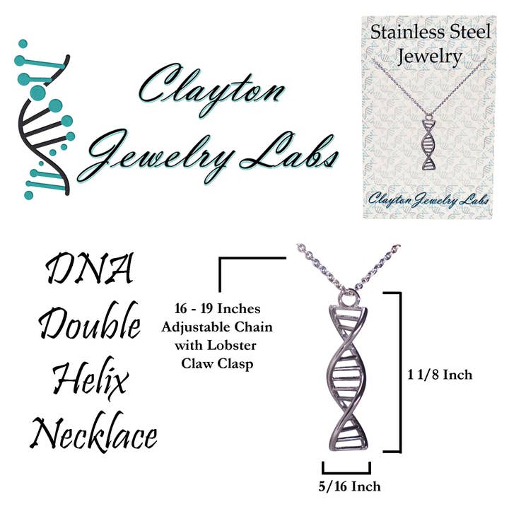 Clayton Jewelry Labs - Vente Colliers à pendentif - Collier en acier inoxydable DNA Double Helix Science3
