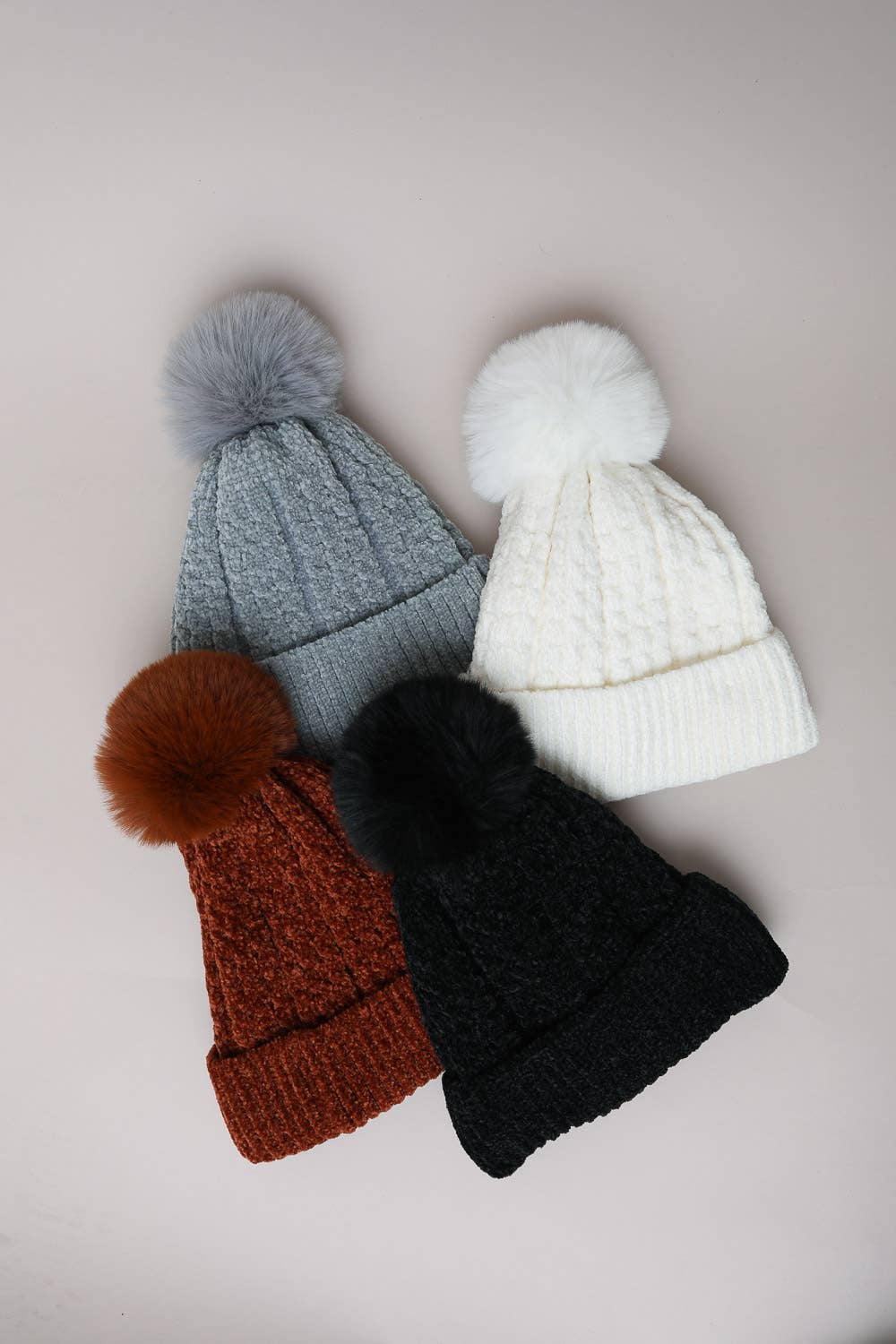 Leto Accessories - Wholesale Beanie - Women's - Velvet Cable Knit Beanie with Pom – Highest Quality Fabric4