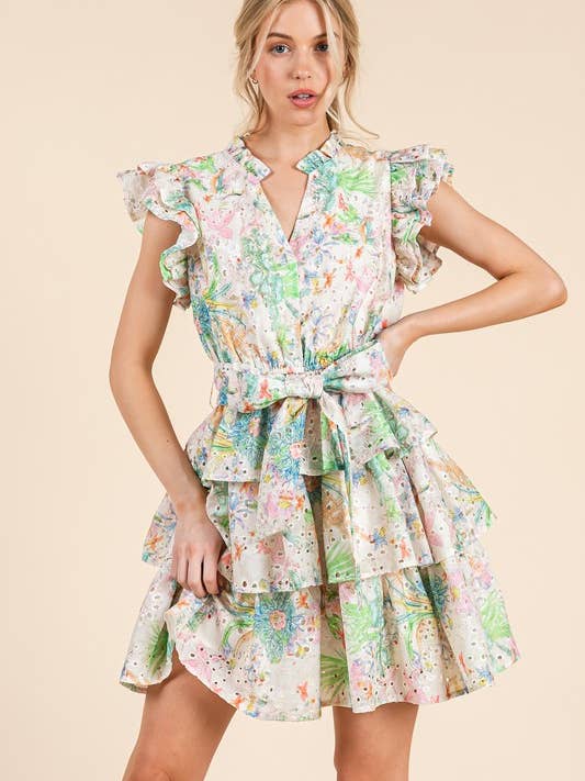 Mini abito camicia in pizzo floreale traforato Plus, MD51557PL per la vendita all'ingrosso da parte di GeeGee x Lovelo