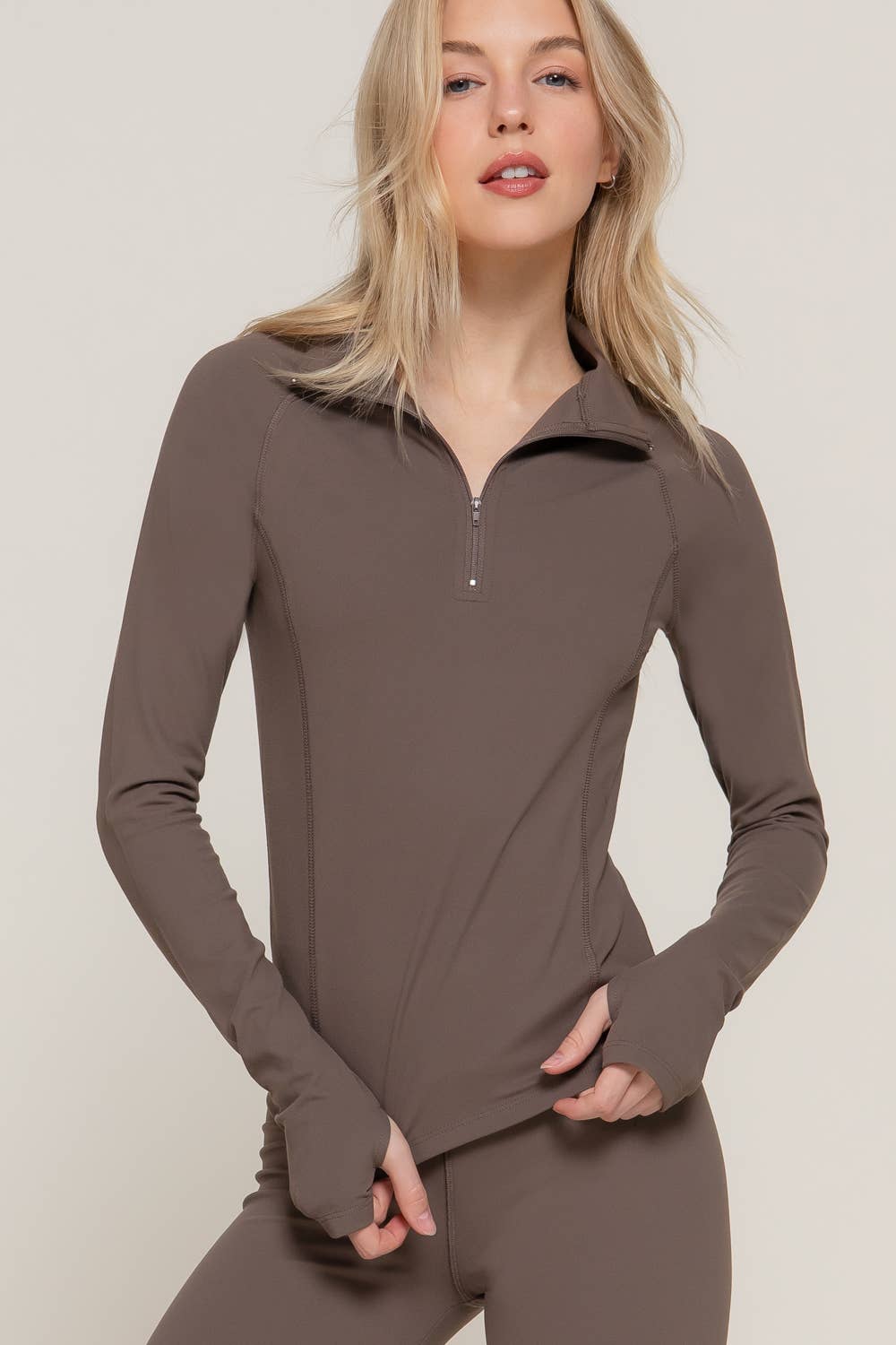Active Basic | Active USA - Wholesale Athletic Top - Women's - Long Sleeve Quarter Zip Workout Top23