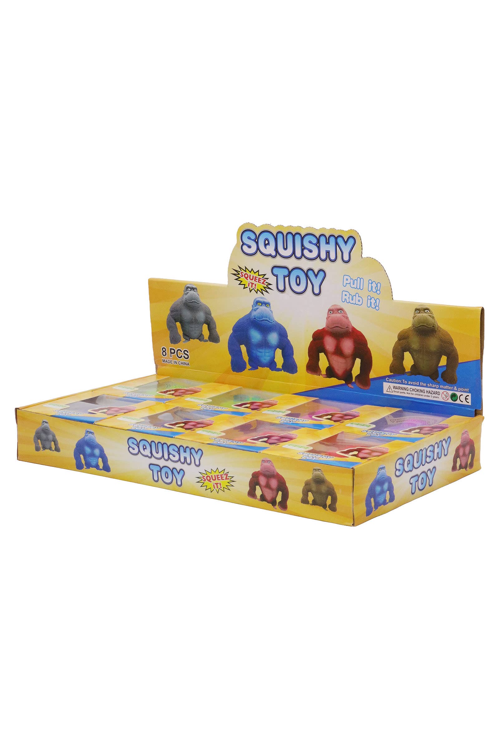 ASSORTI Tie-dye gorilla zandgevulde squishy - 8 stuks voor groothandel op Faire1