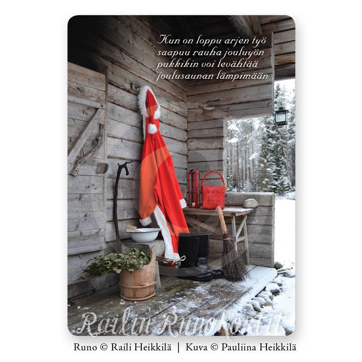 Santa'S Christmas Sauna, Rail Poetry Card (Christmas Card) for wholesale by Paperisilppuri