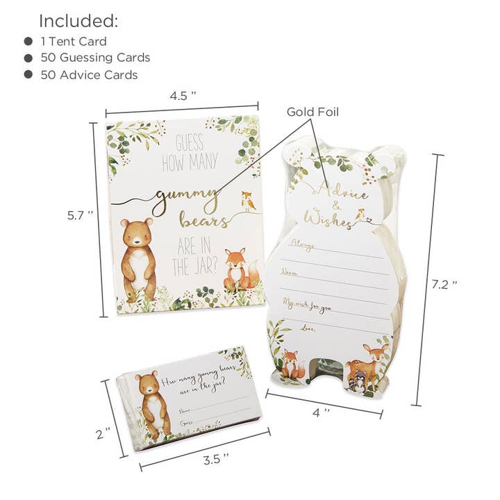 Kate Aspen - Wholesale Card Game - Woodland Baby Advice Card & Baby Shower Game (Set of 50)