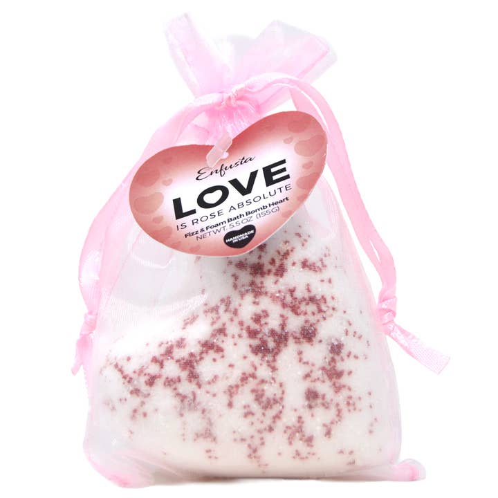 Valentine's Day Rose Absolute Heart Bath Bomb Handmade 5.5oz for wholesale by Enfusia