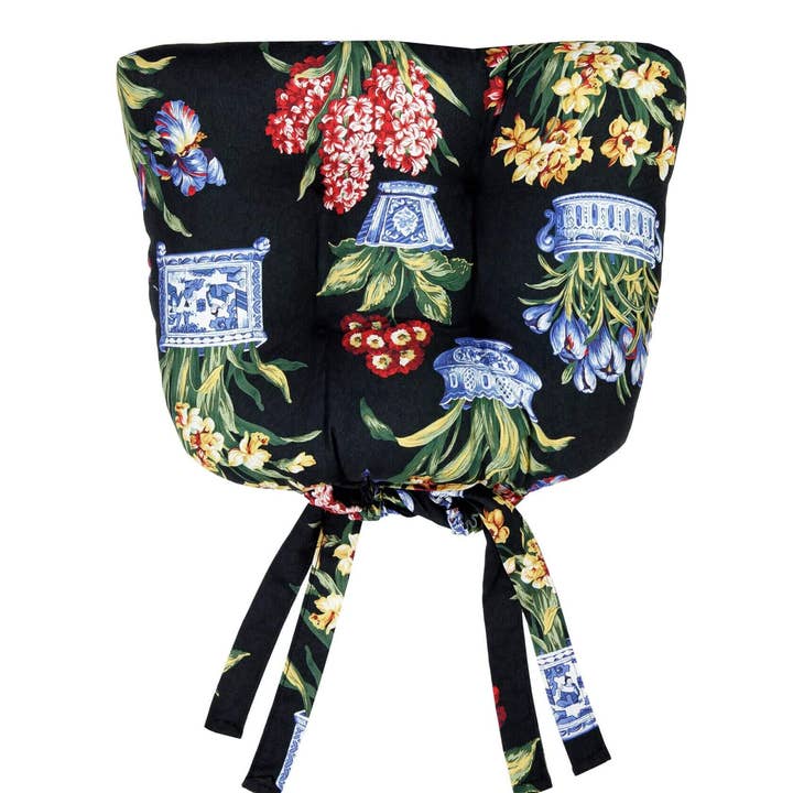 Melanie Black Floral Chair Pads - Pack of 4 for wholesale by Thomasville at Home