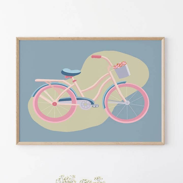 Floral Bicycle Art Print for wholesale by Golden Paper Goods