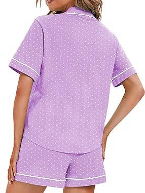 GEXWORLDWIDE - Wholesale Sleepwear Set - Women's - Women's 100% Cotton Pajamas Short Sleeve Wave point10