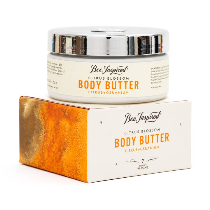 Citrus Blossom Body Butter | 7oz Citrus Geranium Body Butter for wholesale by Bee Inspired