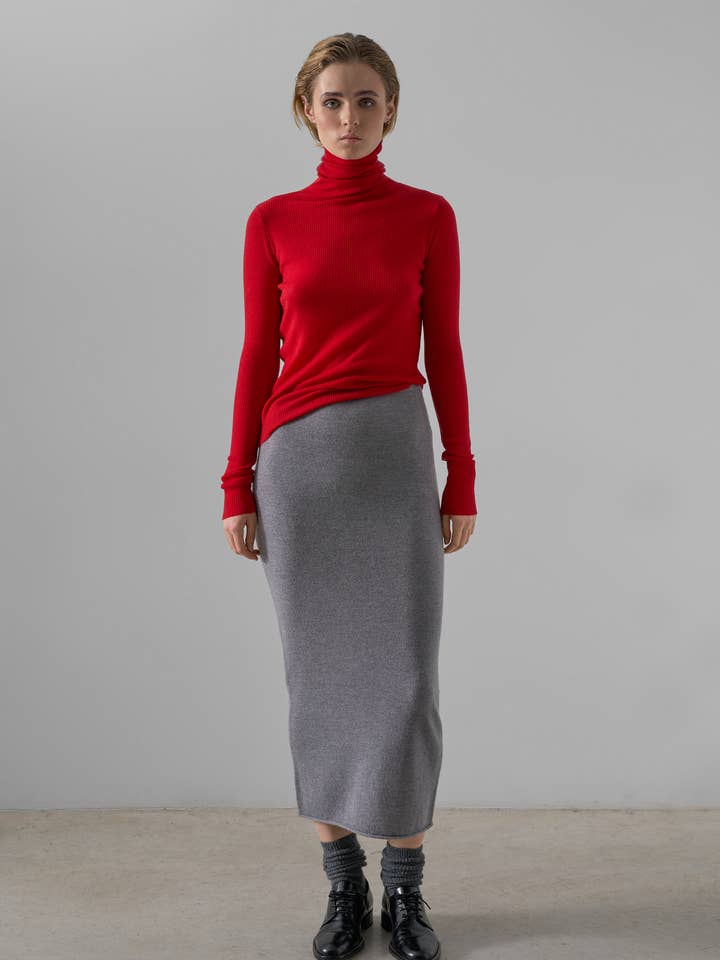 ROSIE fine-knit rib turtle neck sweater for wholesale by Leap Concept