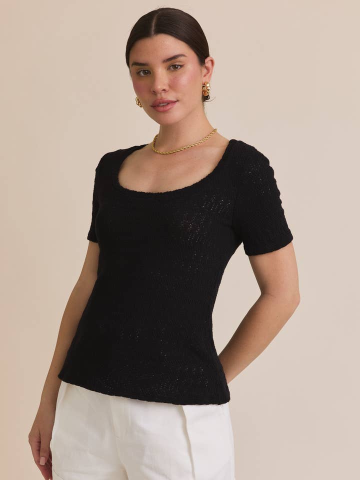 SCOOP NECK HALF SLEEVE TOP for wholesale by GILLI