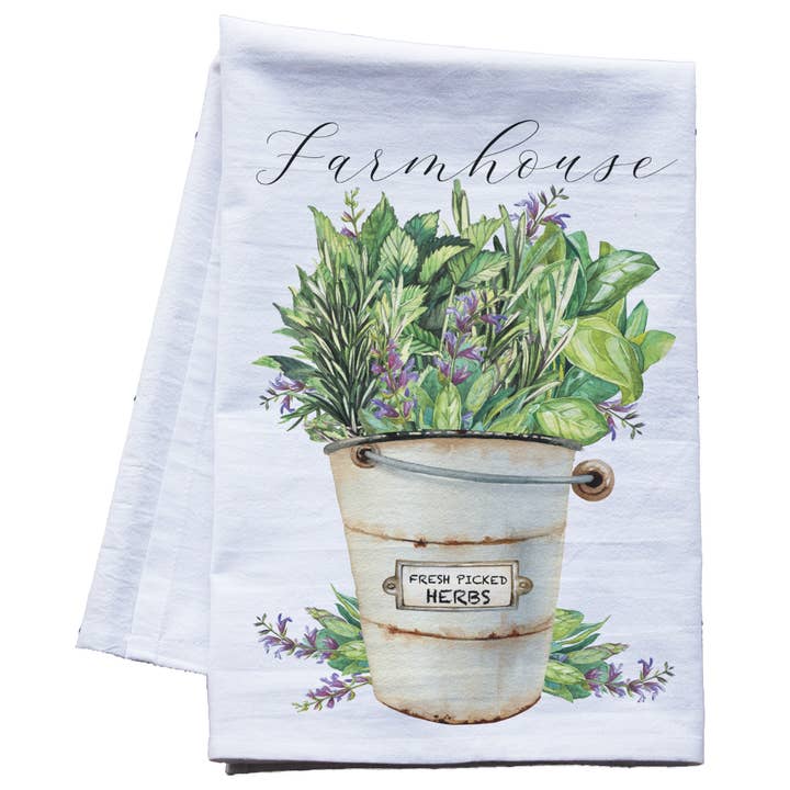 Farmhouse Herbs Tea Towel for wholesale by This Joyful Home