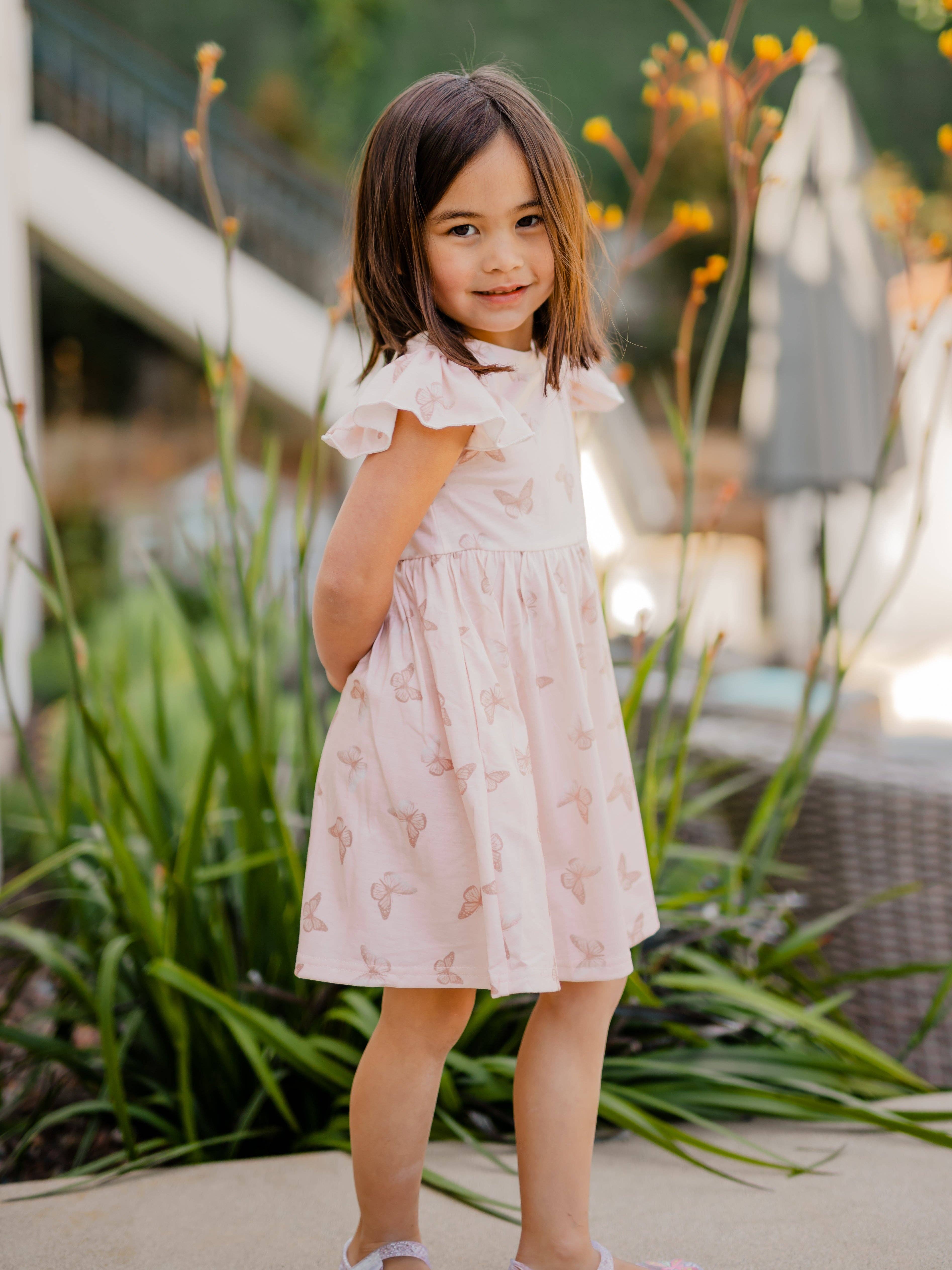 Tickled Teal - Wholesale Dress - Kids - Ruffle Sleeve Little Girls Dress16