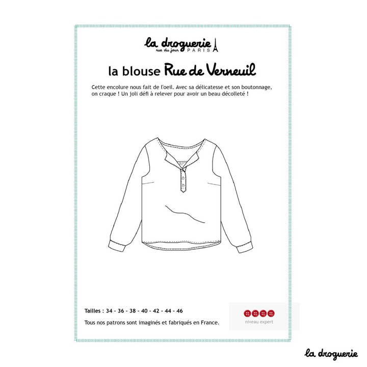 Women's blouse sewing pattern Rue de Verneuil for wholesale by LA DROGUERIE
