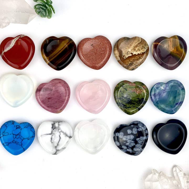 Rock Paradise - Wholesale Spiritual Stone/Crystal - Crystal Gemstone Heart Shaped Thumb Worry Stone - Valentine2