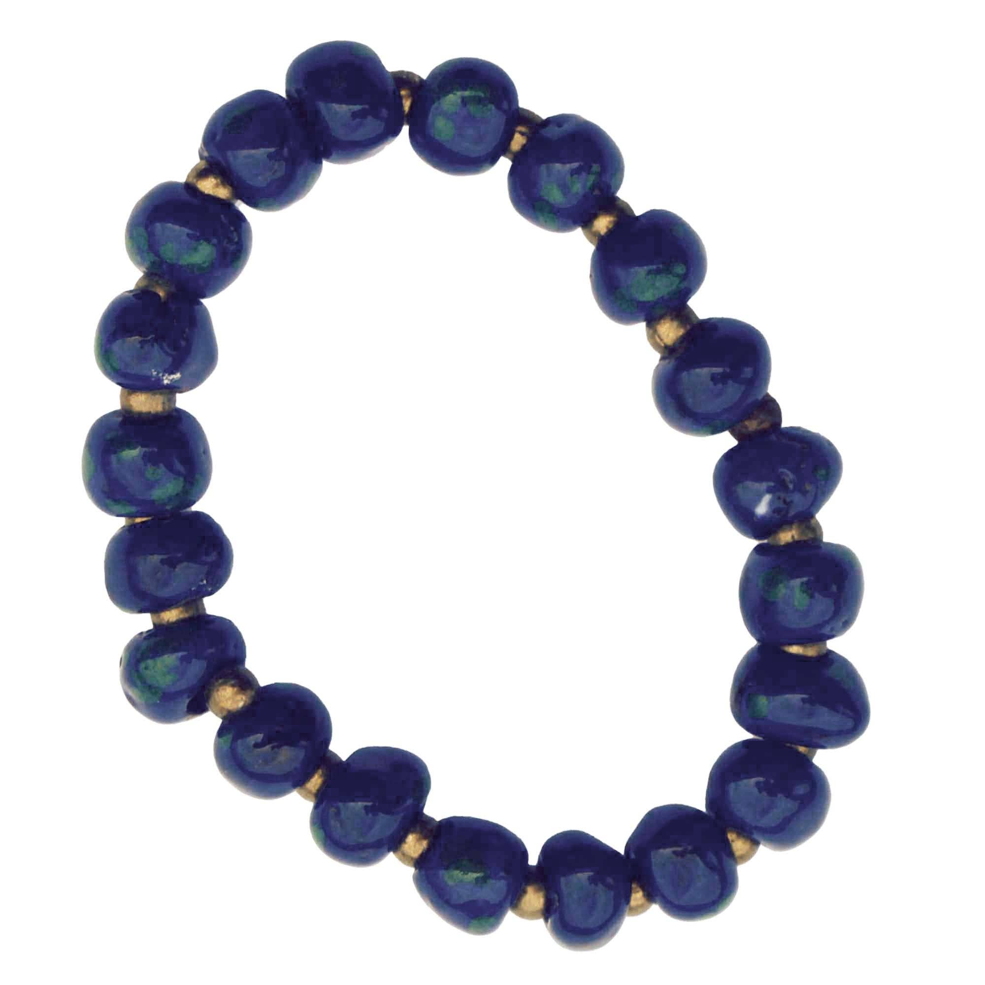 Global Crafts – Pulseira de missangas por atacado – Pulseira de Contas de Argila Feita à Mão por Artesãos Haitianos, Azul Marinho - Conjunto de 31