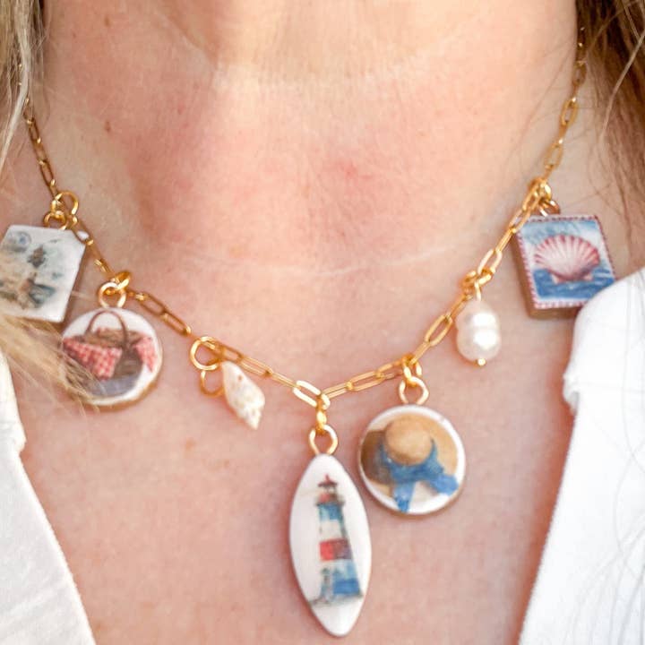 Morning Dew Designs - Wholesale Individual Charm/Pendant - Nantucket Beach Day Polymer Clay Jewelry Charms3