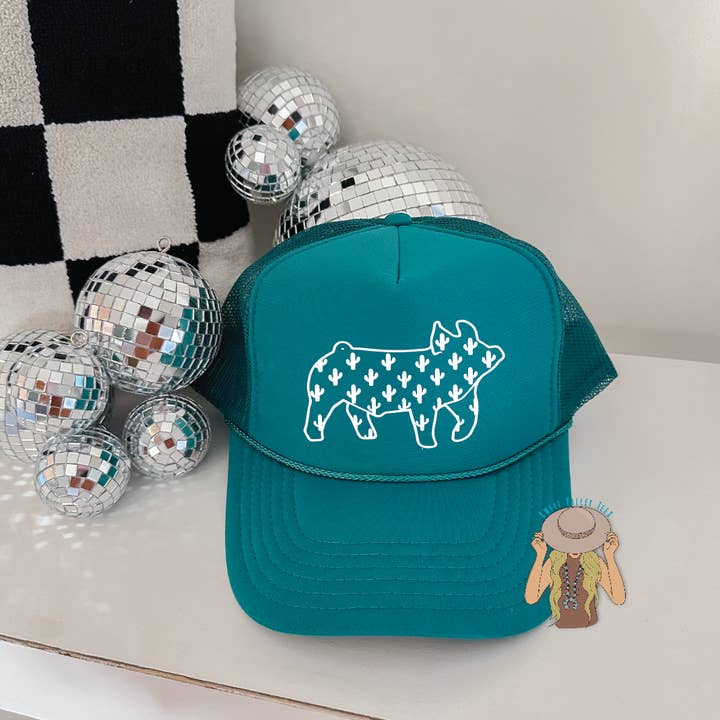 Cactus Show Pig Trucker Hat for wholesale by Sweet Valley Tees