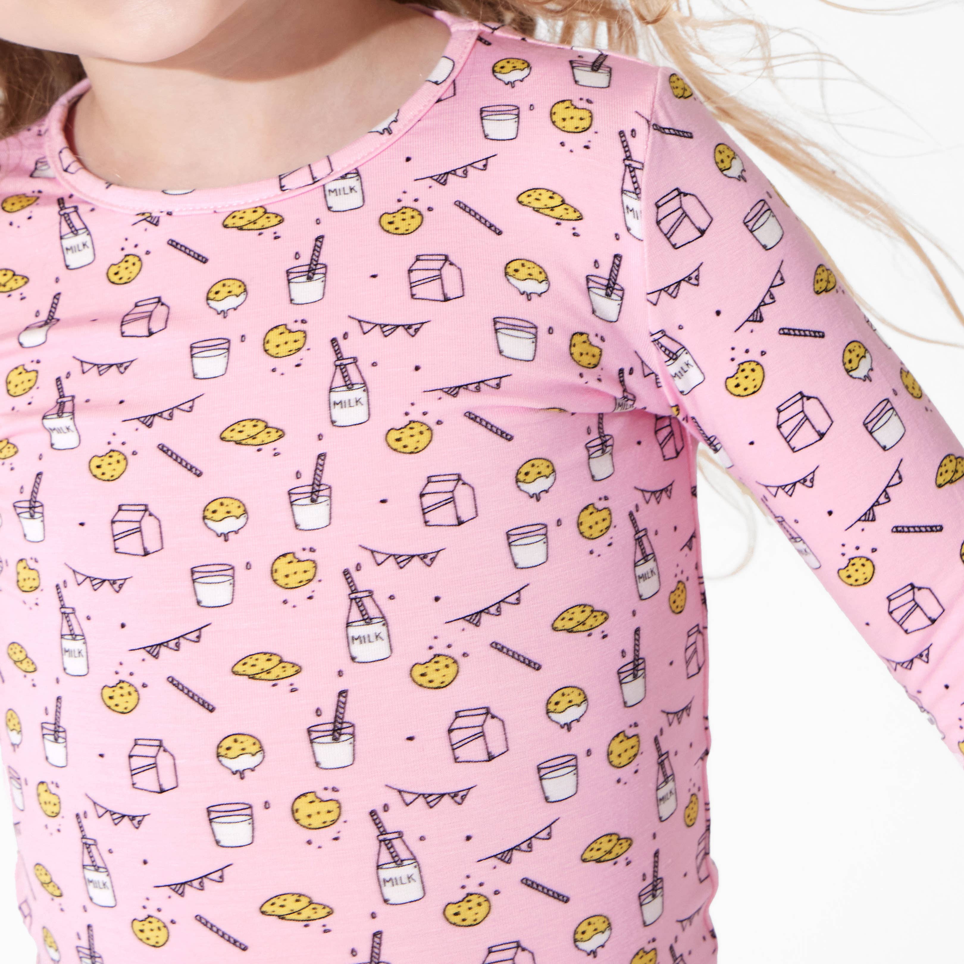 Bellabu Bear - Wholesale Sleepwear Set - Kids - Milk and Cookies Pink Bamboo Kids Pajamas2