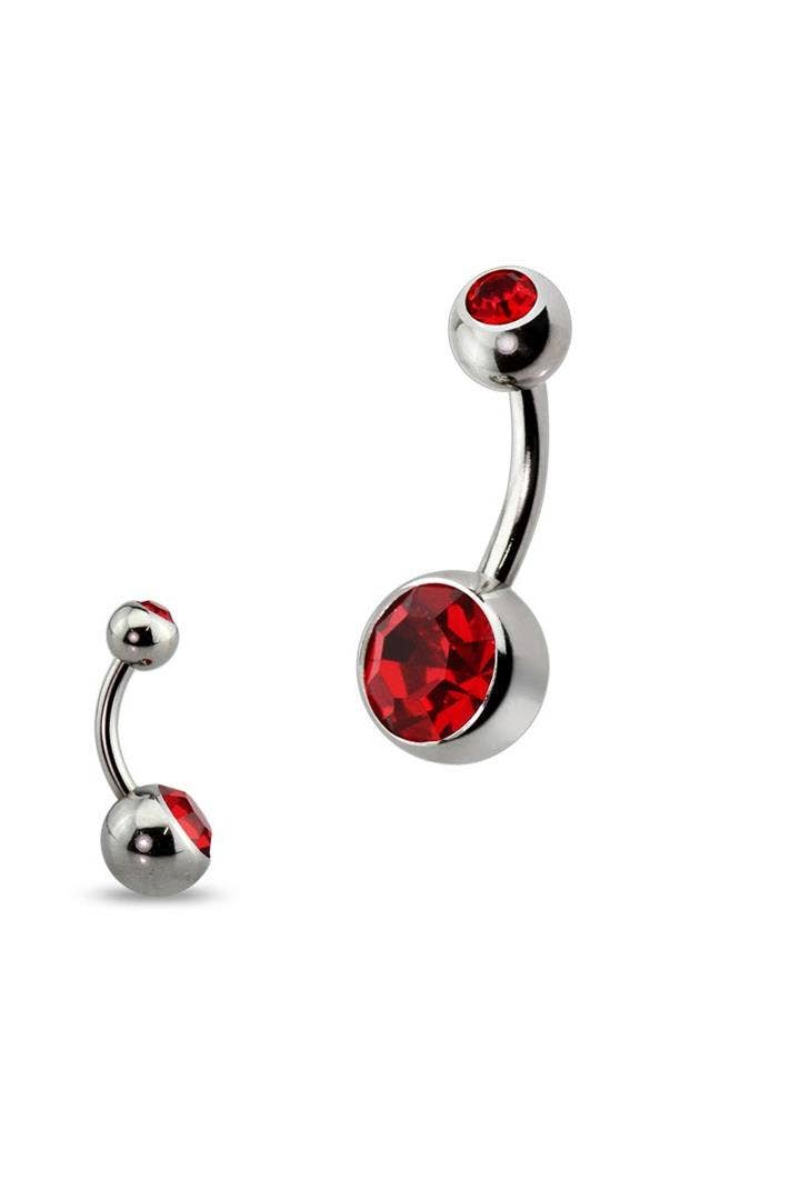 CRAVE – Großhandel Bauchnabel-Piercings – 10 MM LÄNGE BASIC 316L SS PRESS FIT DOPPEL EDELSTEIN NABELRING17