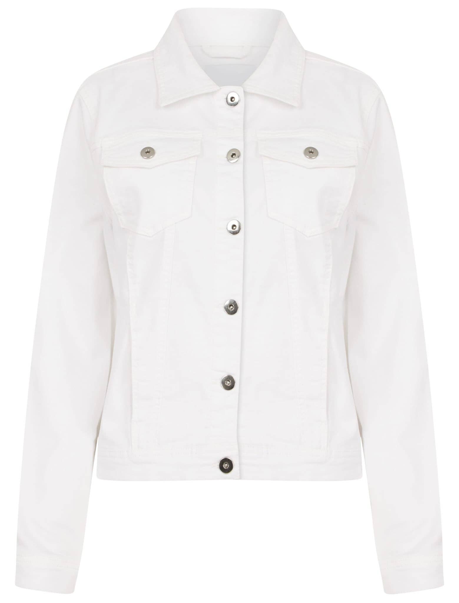 Kurt Muller – Casaco de ganga - Mulher por atacado – Casaco de Algodão Elástico em Denim Branco Voggo4