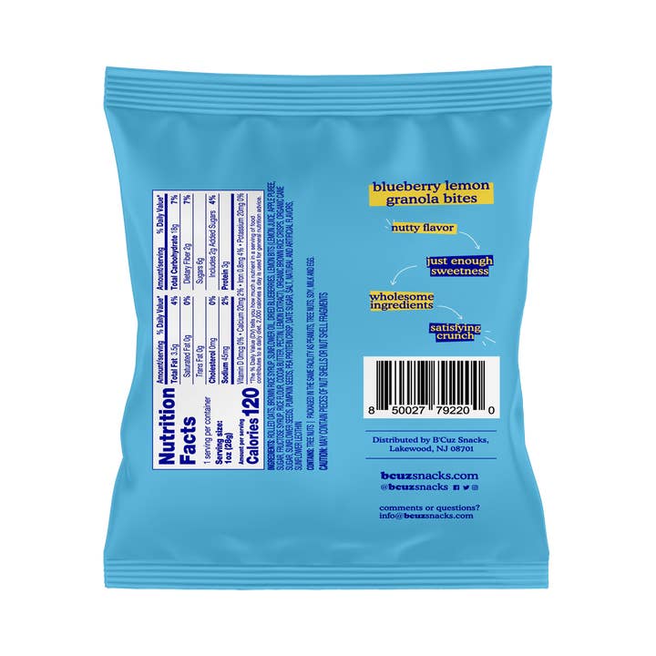 Bcuz Snacks - Wholesale Granola - Blueberry Lemon Granola Bites 1 oz. 24 Pack1