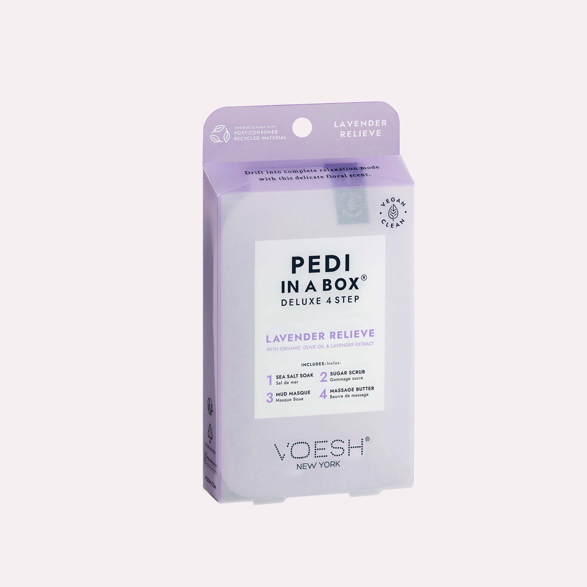 VOESH New York - Wholesale Nailcare Set - Pedi in a Box 4 Step - Add on Service - Lavender Relieve