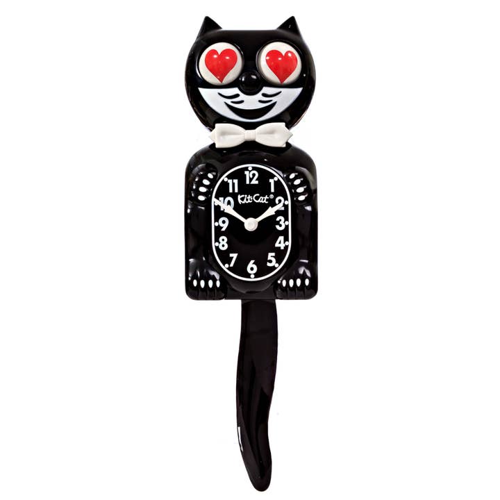 Kit-Cat Klock - Vente Horloges murales - Kit-Cat Klock Classique Noir - Édition Limitée Yeux en Cœur