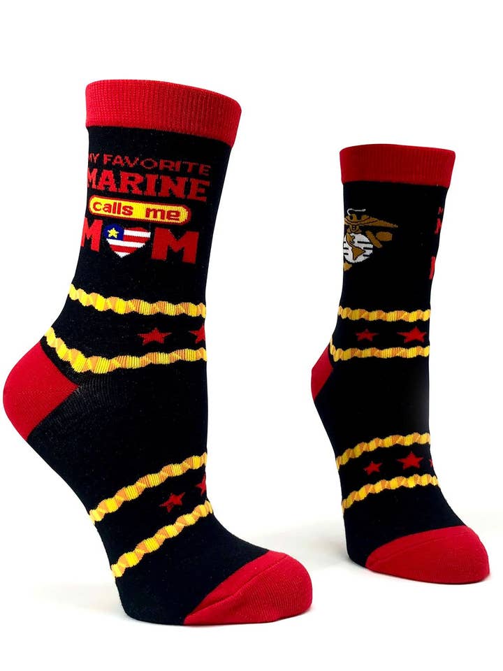 Fabdaz - Wholesale Socks - Women's - My Favorite Marine Calls Me Mom Women's Crew Socks