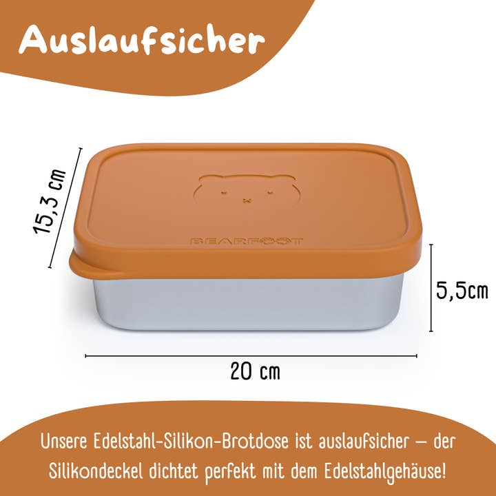 BEARFOOT - Wholesale Lunch Bag/Box - Kids - Children's stainless steel lunchbox with silicone insert - Brown5